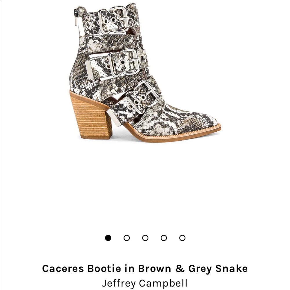 Jeffrey Campbell Brown and Grey Snake print bootie